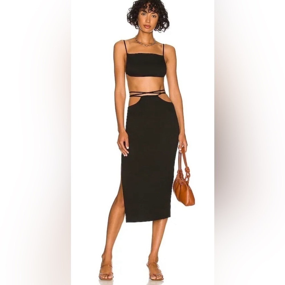 WeWoreWhat Cutout Midi Skirt in Black (L)